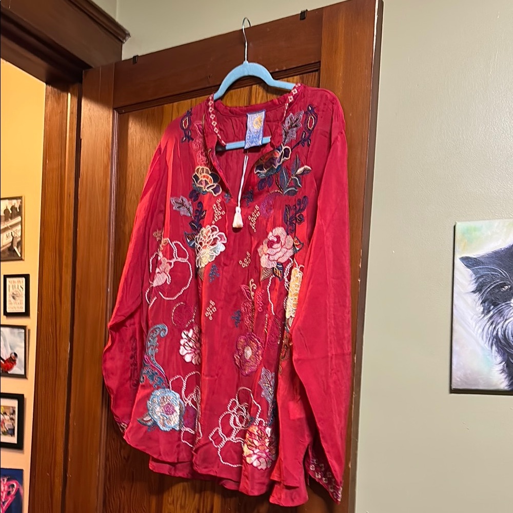 Johnny Was Red Graphic Oversized Tunic